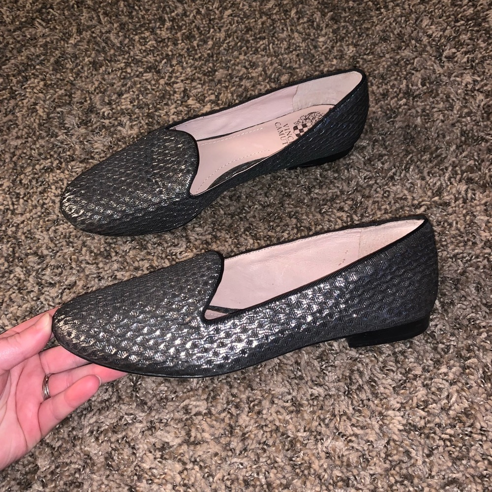 Vince Camuto Edmonton Silver Metallic Loafer Sz 8